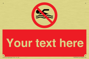 Custom No swimming prohibition Sign